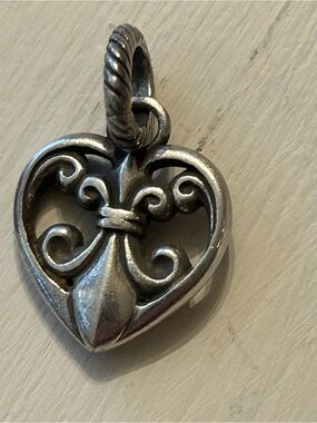 Brighton Retired Fleur de Lis Heart Charm Dangle